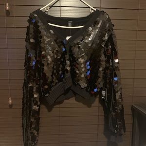 Black Sequin Cardigan